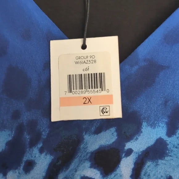 Calvin Klein Women's Ivory Ombré Animal Print V-Neck Long Sleeve Blouse NWT 2X - Picture 5 of 10